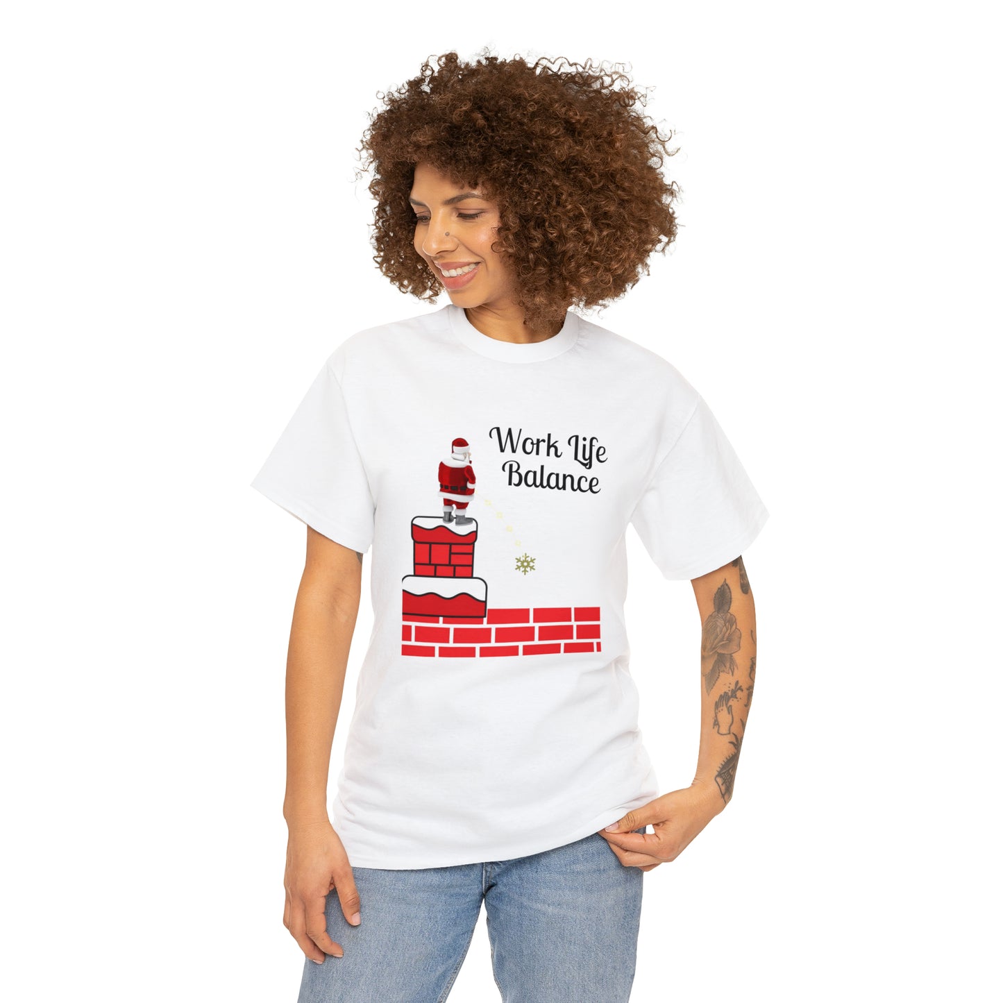 Work Life Balance Unisex Funny Heavy Cotton T Shirt, Holiday Shirt, Ugly Christmas Shirt, Holiday Gift