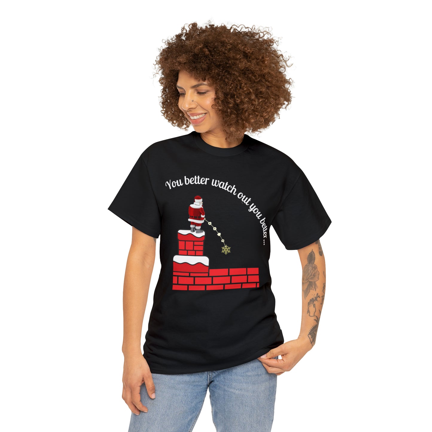 You Better Watch Out Unisex Heavy Cotton T Shirt, Funny Christmas Shirt, Ugly Christmas Shirt, Holiday Shirt