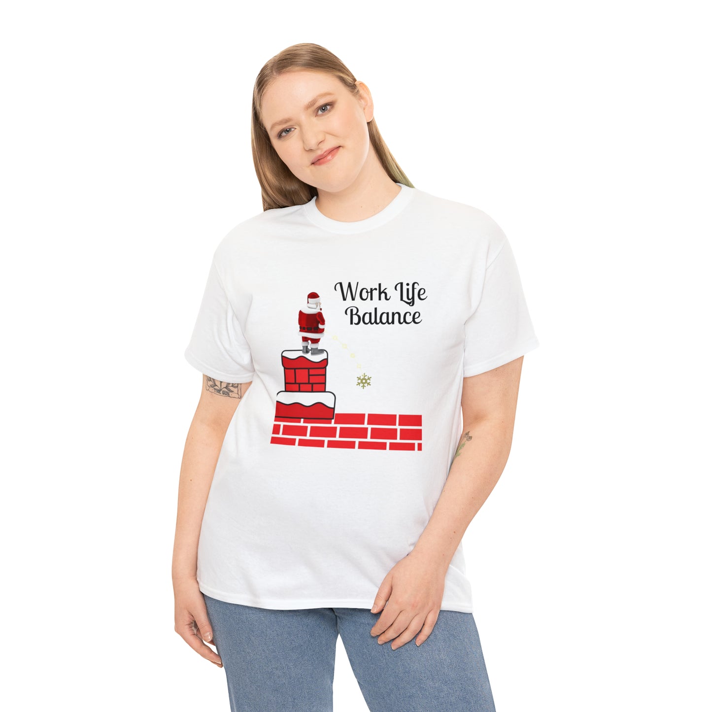 Work Life Balance Unisex Funny Heavy Cotton T Shirt, Holiday Shirt, Ugly Christmas Shirt, Holiday Gift
