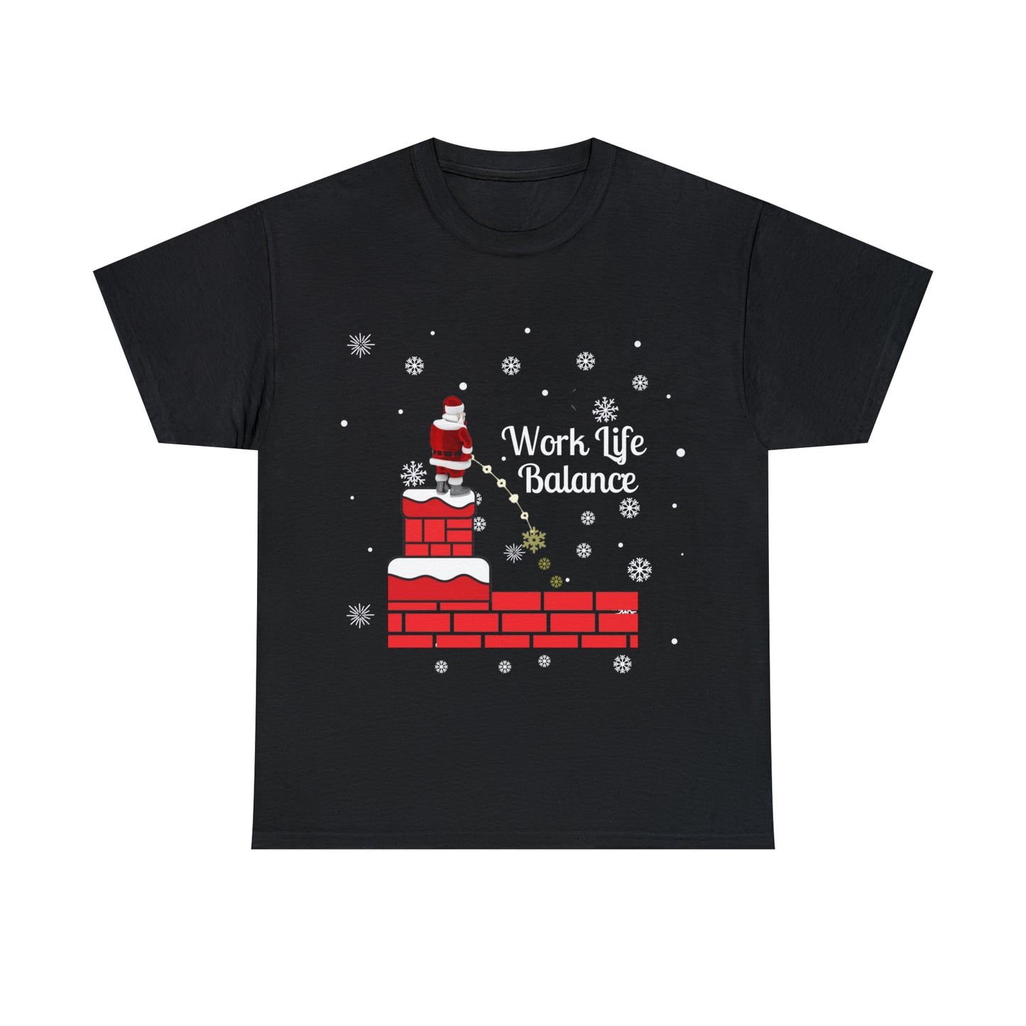 Work Life Balance Snow Unisex Funny Heavy Cotton T Shirt, Holiday Shirt, Ugly Christmas Shirt, Holiday Gift
