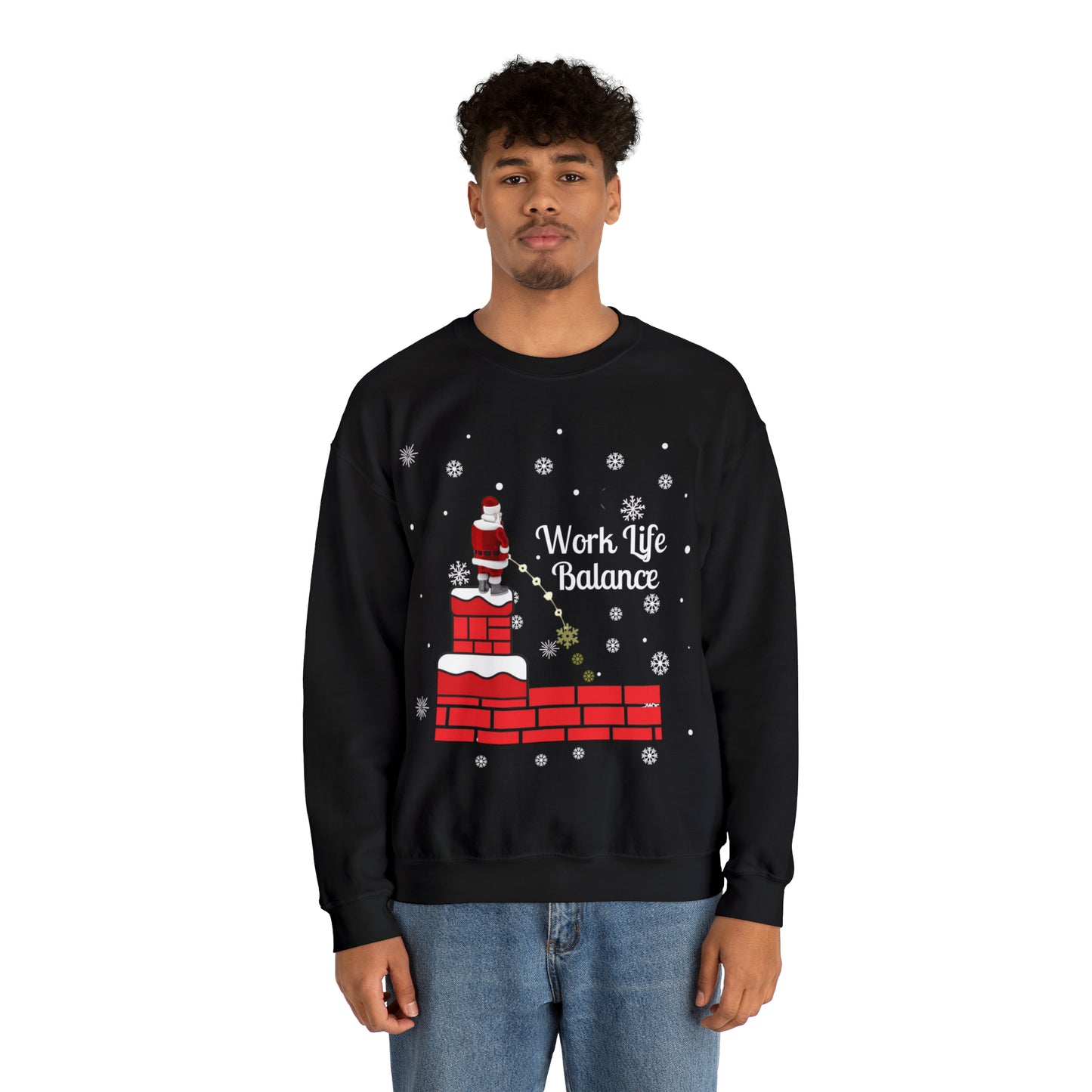 Work Life Balance Snow Unisex Funny Crewneck Sweatshirt, Holiday Shirt, Ugly Christmas Shirt, Holiday Gift