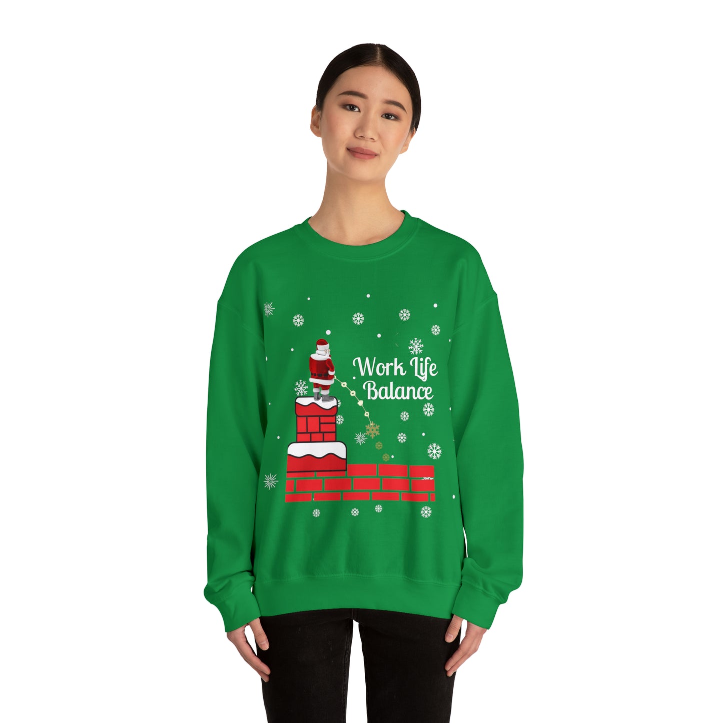 Work Life Balance Snow Unisex Funny Crewneck Sweatshirt, Holiday Shirt, Ugly Christmas Shirt, Holiday Gift
