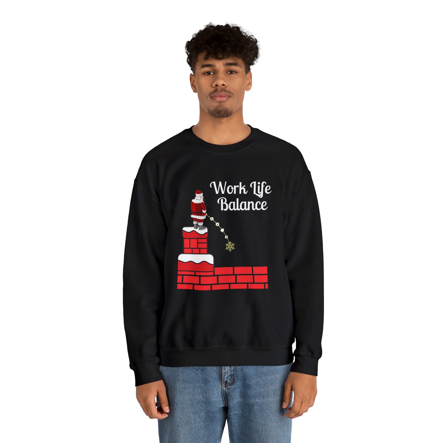 Work Life Balance Unisex Funny Crewneck Sweatshirt, Holiday Shirt, Ugly Christmas Shirt, Holiday Gift