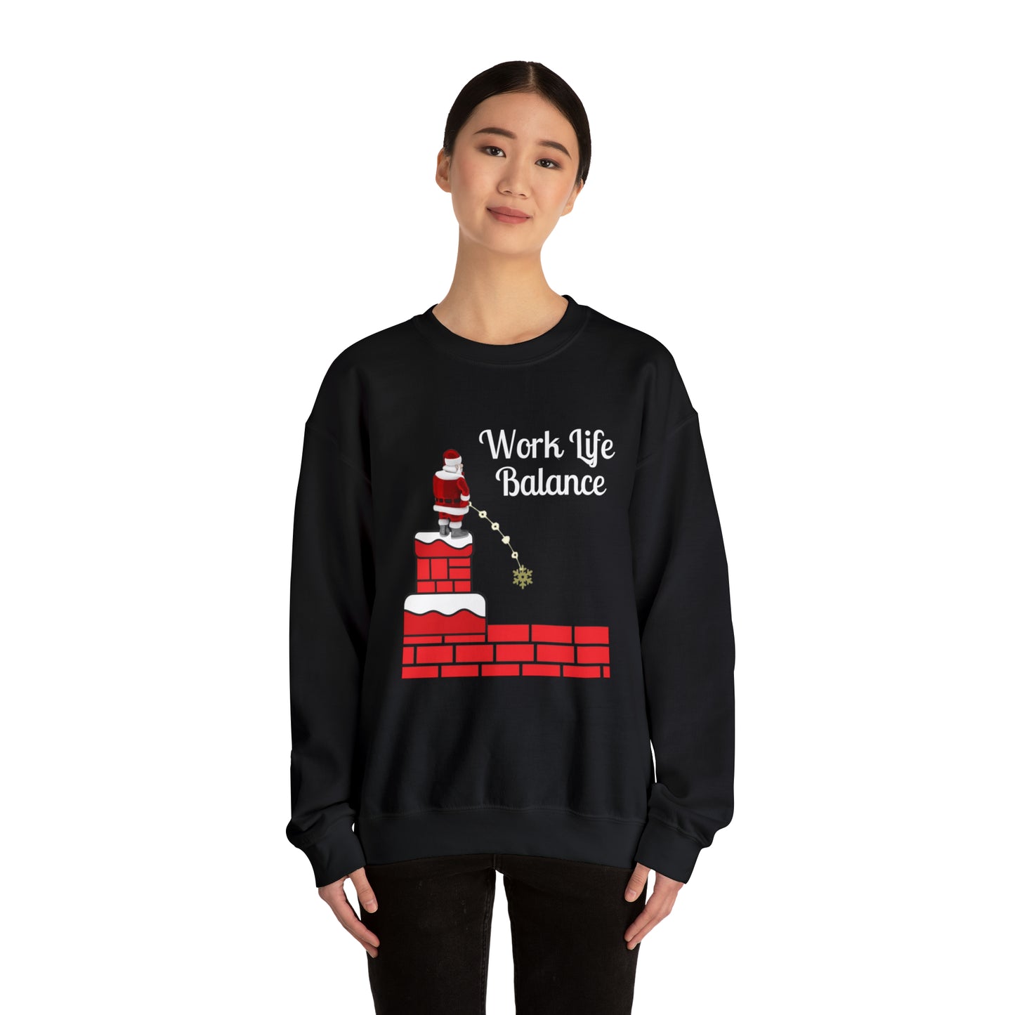 Work Life Balance Unisex Funny Crewneck Sweatshirt, Holiday Shirt, Ugly Christmas Shirt, Holiday Gift