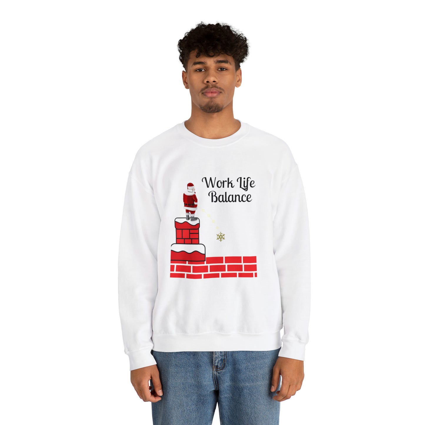 Work Life Balance Unisex Funny Crewneck Sweatshirt, Holiday Shirt, Ugly Christmas Shirt, Holiday Gift
