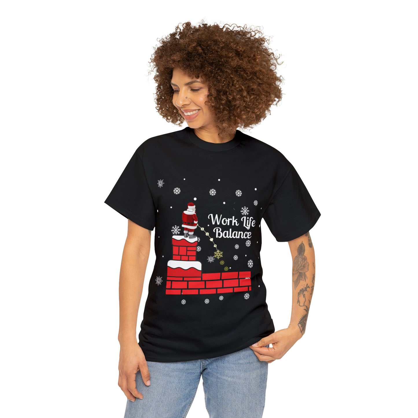 Work Life Balance Snow Unisex Funny Heavy Cotton T Shirt, Holiday Shirt, Ugly Christmas Shirt, Holiday Gift