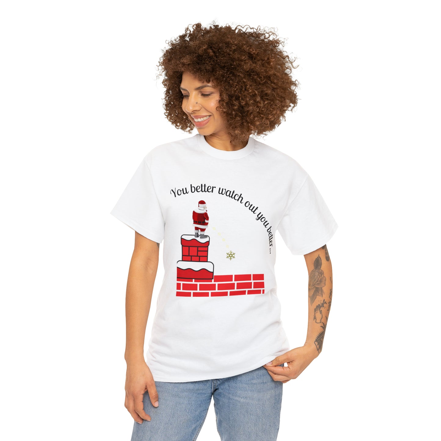 You Better Watch Out Unisex Heavy Cotton T Shirt, Funny Christmas Shirt, Ugly Christmas Shirt, Holiday Shirt