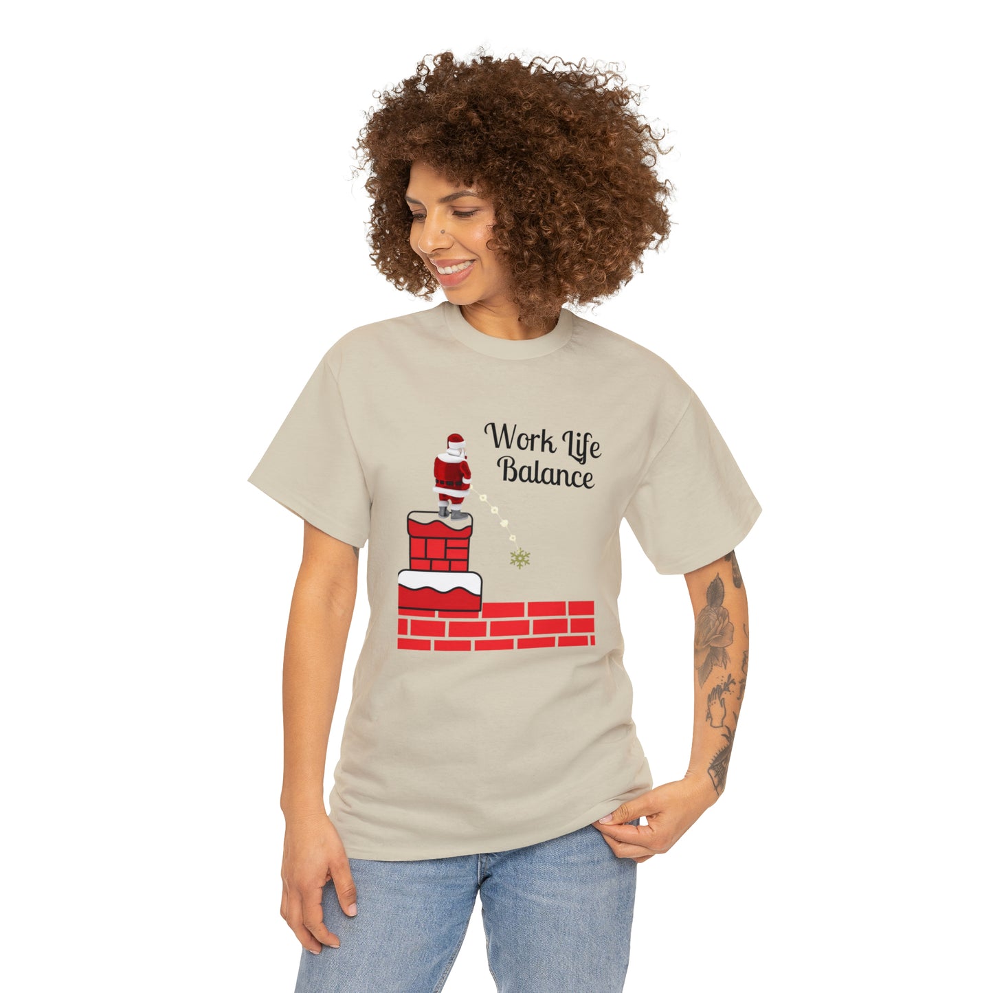 Work Life Balance Unisex Funny Heavy Cotton T Shirt, Holiday Shirt, Ugly Christmas Shirt, Holiday Gift