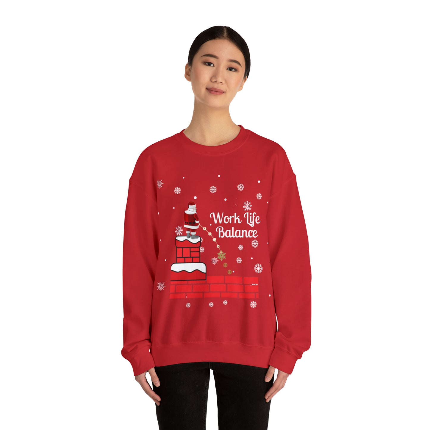 Work Life Balance Snow Unisex Funny Crewneck Sweatshirt, Holiday Shirt, Ugly Christmas Shirt, Holiday Gift