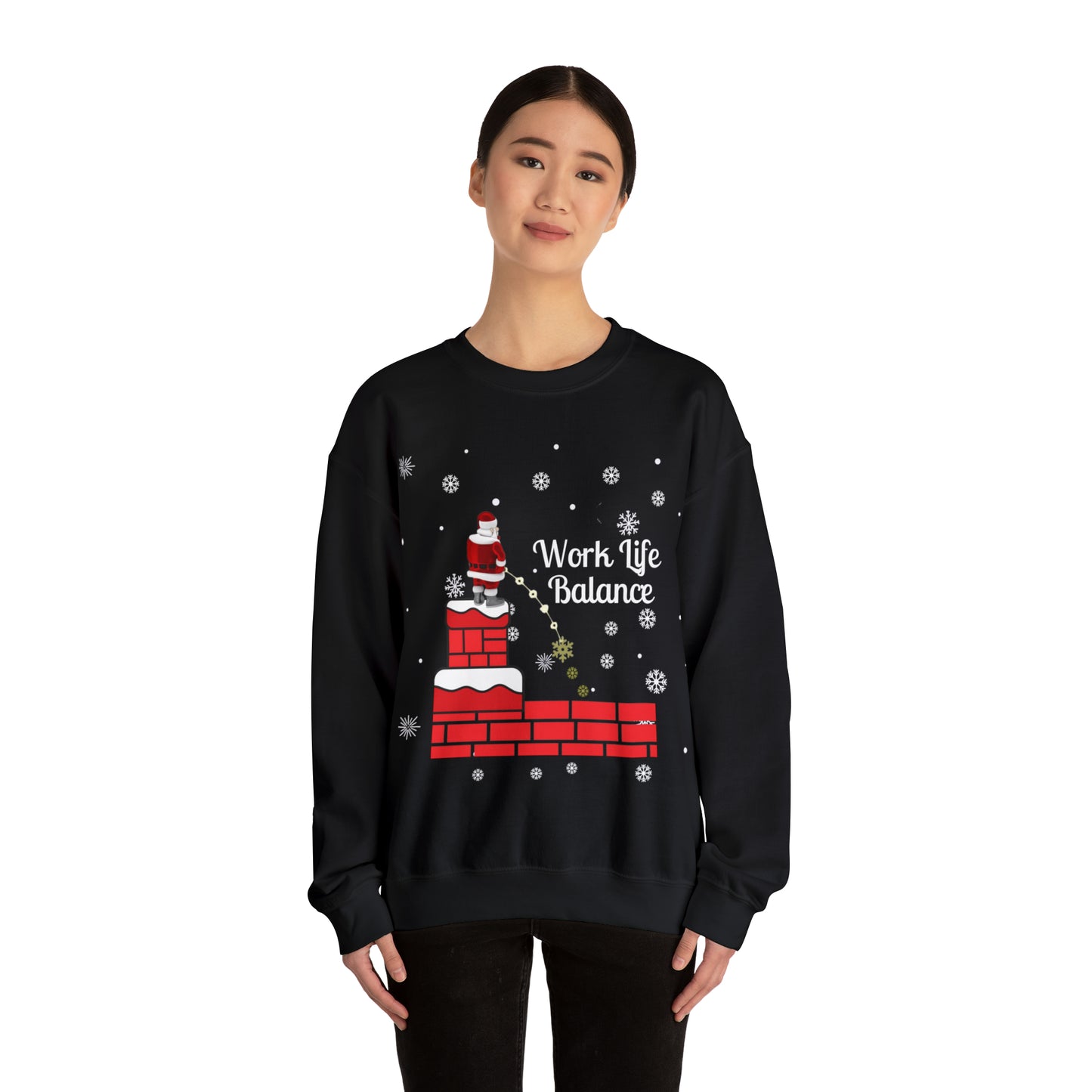 Work Life Balance Snow Unisex Funny Crewneck Sweatshirt, Holiday Shirt, Ugly Christmas Shirt, Holiday Gift