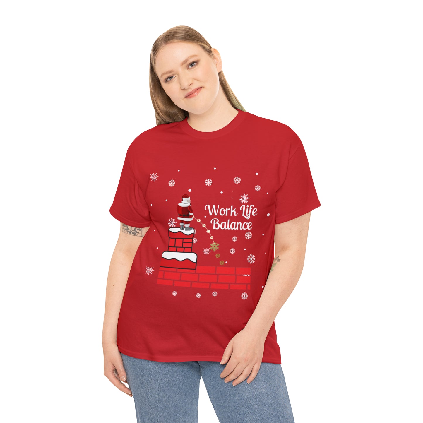 Work Life Balance Snow Unisex Funny Heavy Cotton T Shirt, Holiday Shirt, Ugly Christmas Shirt, Holiday Gift