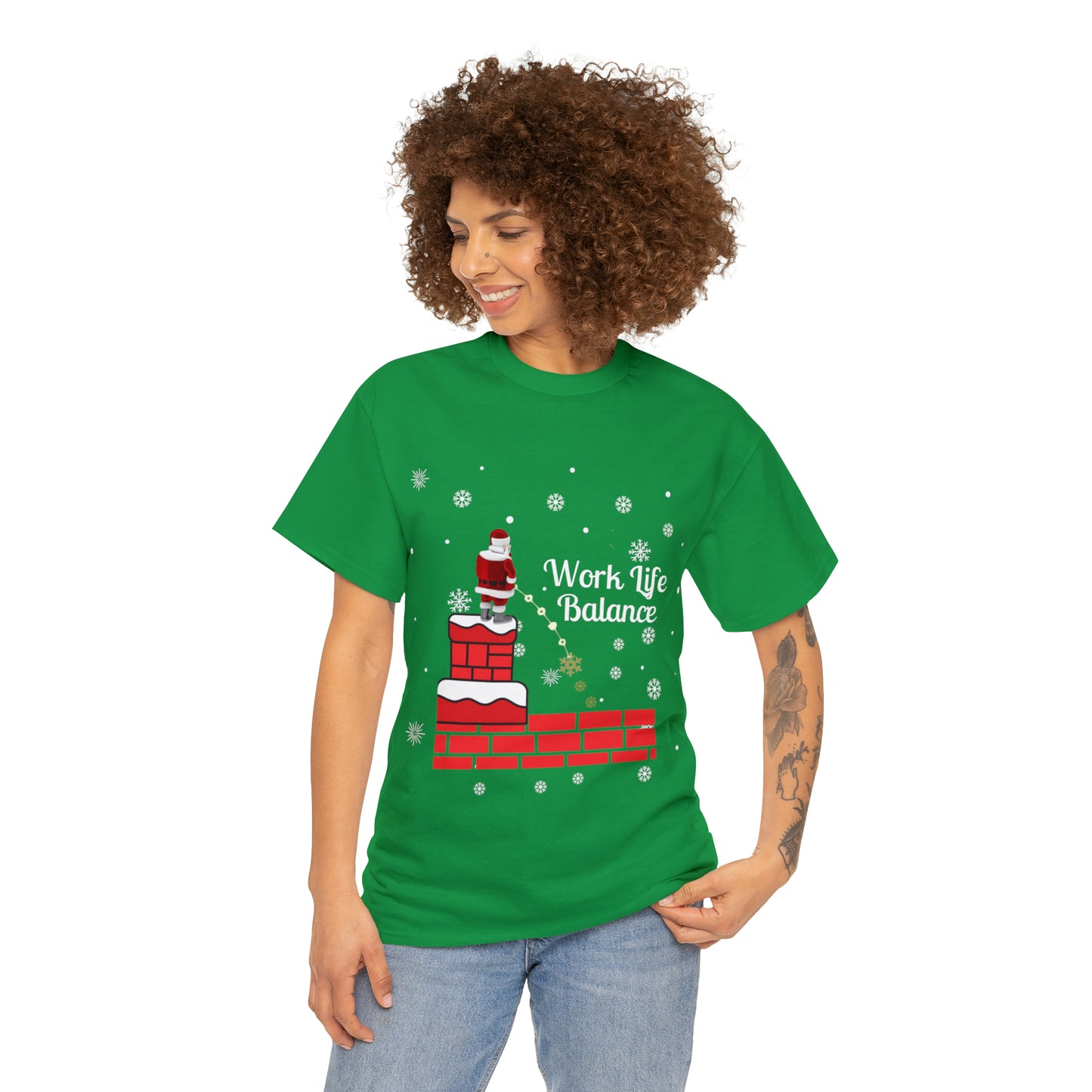Work Life Balance Snow Unisex Funny Heavy Cotton T Shirt, Holiday Shirt, Ugly Christmas Shirt, Holiday Gift