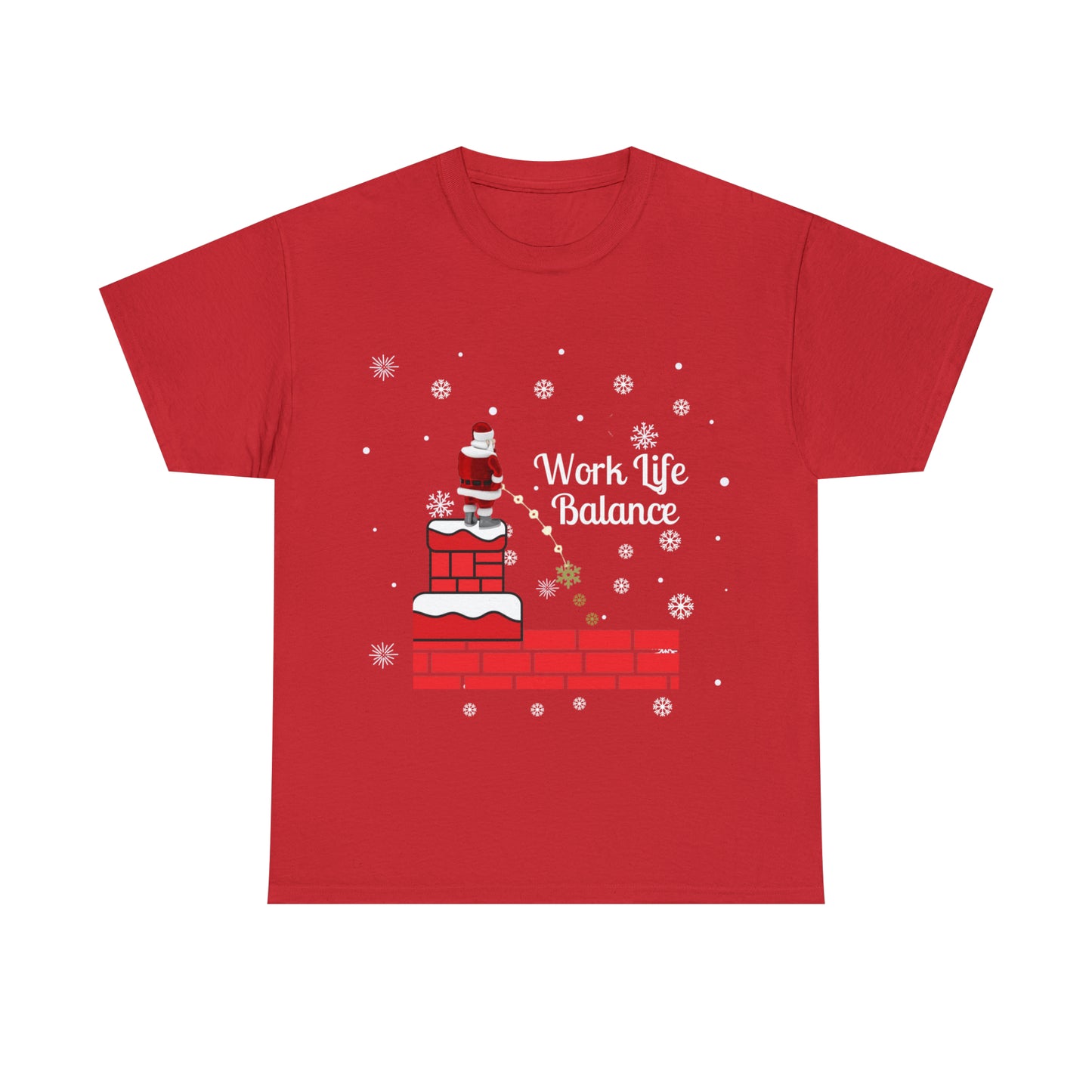 Work Life Balance Snow Unisex Funny Heavy Cotton T Shirt, Holiday Shirt, Ugly Christmas Shirt, Holiday Gift