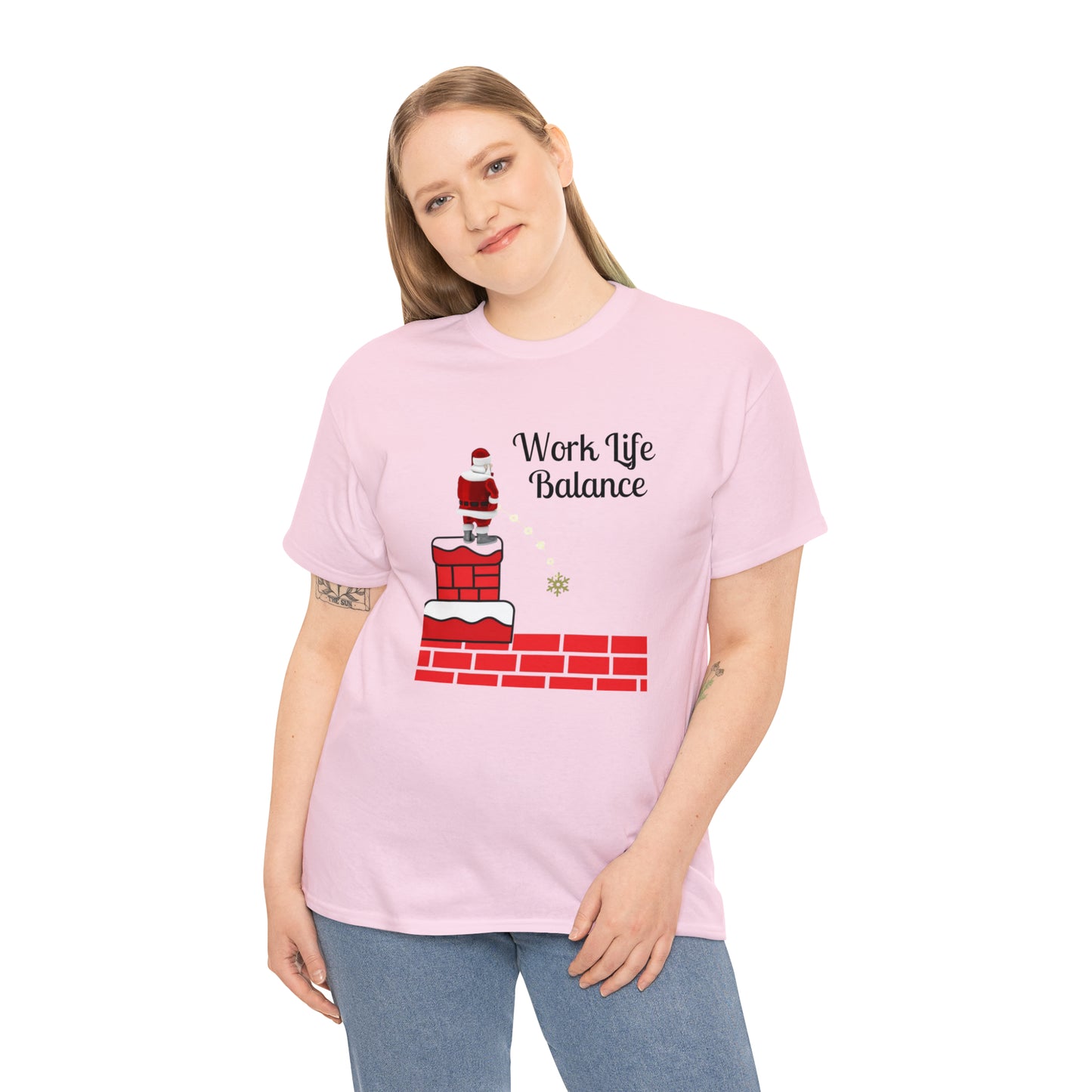 Work Life Balance Unisex Funny Heavy Cotton T Shirt, Holiday Shirt, Ugly Christmas Shirt, Holiday Gift