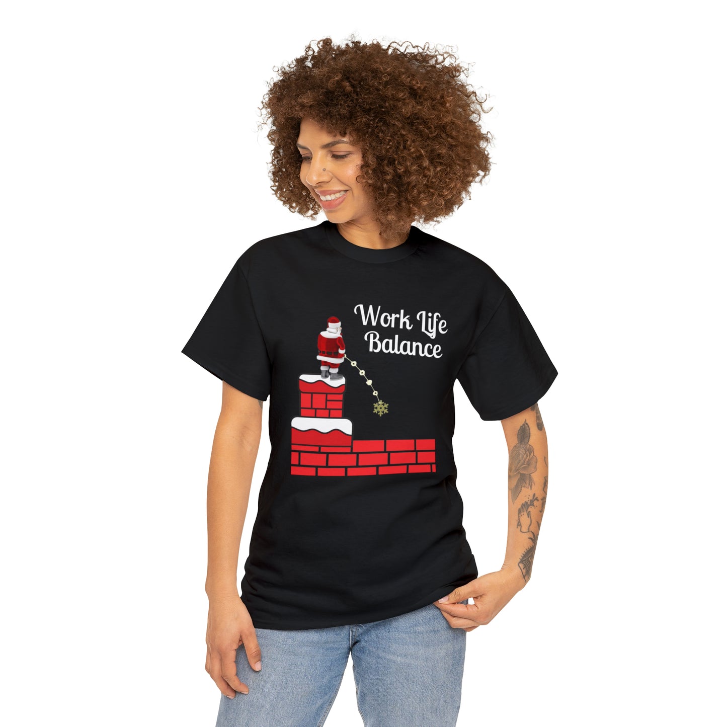 Work Life Balance Unisex Funny Heavy Cotton T Shirt, Holiday Shirt, Ugly Christmas Shirt, Holiday Gift