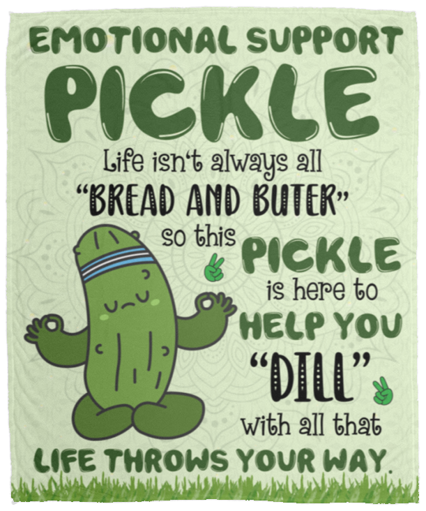 Emotional Support Pickle Cozy Plush Fleece Blanket
