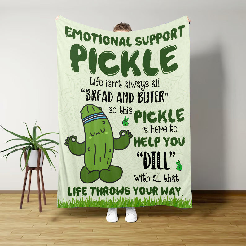Emotional Support Pickle Cozy Plush Fleece Blanket