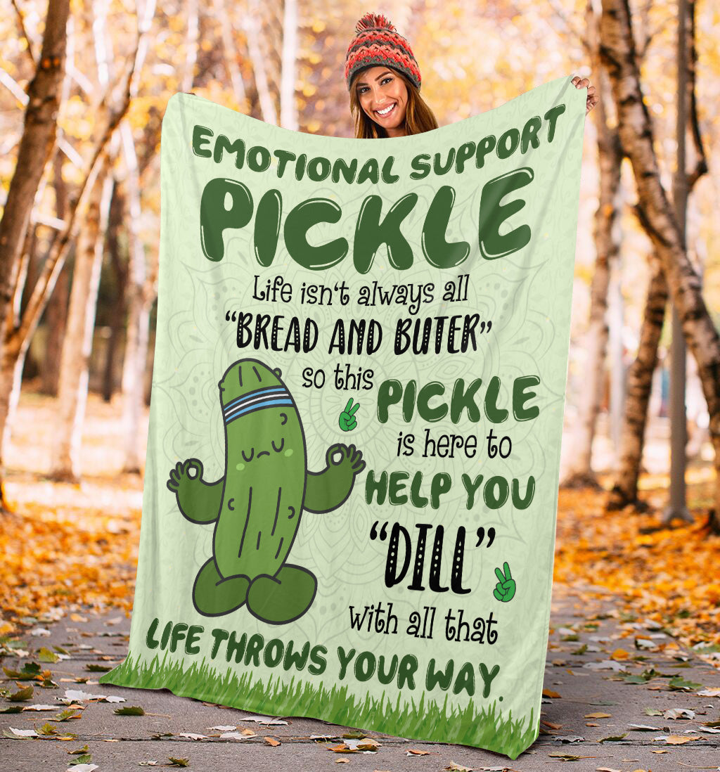 Emotional Support Pickle Cozy Plush Fleece Blanket