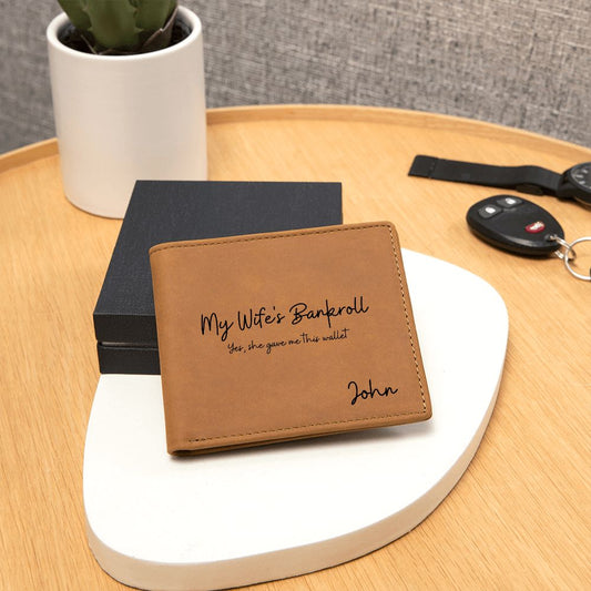 Personalized My Wife's Bankroll | Graphic Leather Wallet