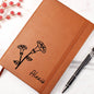Personalized Birth Month Sept,Morning Glory Wildflower Leather Journal,Custom Name Notebook, Engraved Journals,Travel Diary Gift for Her