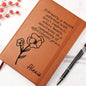 Personalized Feb Violet Birth Month Wildflower Flower Leather Journal with Poem, Name Notebook, Gift for Her