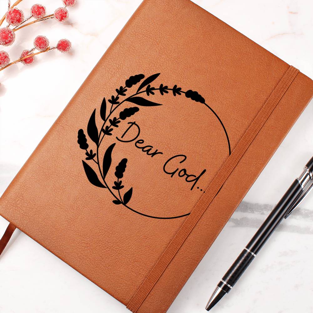 Dear God Flower Wreath | Leather Journal