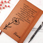 Personalized Birth Month Oct,Cosmos Wildflower Poem Leather Journal,Custom Name Notebook, Engraved Journals,Travel Diary Gift for Her