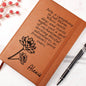 Personalized Birth Month July, Water Lily Wildflower Leather Journal,Custom Name Notebook, Engraved Journals,Travel Diary Gift for Her