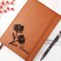 Personalized Birth Month Nov, Crysan Wildflower Leather Journal,Custom Name Notebook, Engraved Journals,Travel Diary Gift for Her