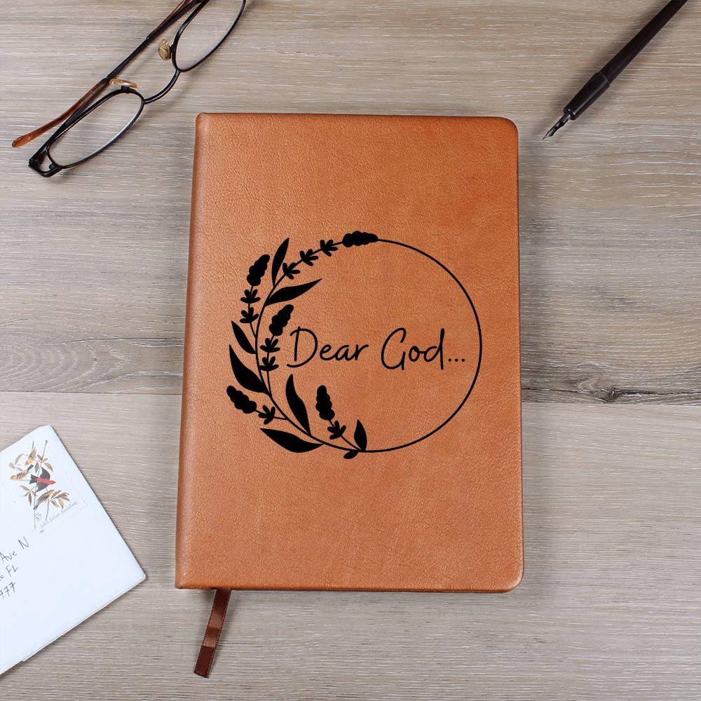 Dear God Flower Wreath | Leather Journal