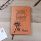 Personalized Birth Month July, Water Lily Wildflower Leather Journal,Custom Name Notebook, Engraved Journals,Travel Diary Gift for Her