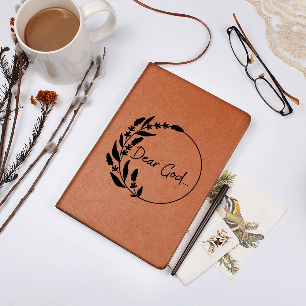 Dear God Flower Wreath | Leather Journal