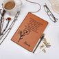 Personalized Feb Violet Birth Month Wildflower Flower Leather Journal with Poem, Name Notebook, Gift for Her