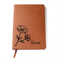 Personalized August Poppy Birth Month Flower | Leather Journal