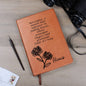 Personalized Birth Month Nov, Crysan Wildflower Poem Leather Journal,Custom Name Notebook, Engraved Journals,Travel Diary Gift for Her