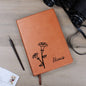 Personalized Birth Month Sept,Morning Glory Wildflower Leather Journal,Custom Name Notebook, Engraved Journals,Travel Diary Gift for Her