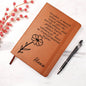 Personalized Birth Month Oct,Cosmos Wildflower Poem Leather Journal,Custom Name Notebook, Engraved Journals,Travel Diary Gift for Her