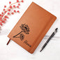 Personalized Birth Month July,Water Lily Wildflower Leather Journal,Custom Name Notebook, Engraved Journals,Travel Diary Gift for Her
