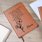Personalized Feb Violet Birth Month Wildflower Flower Leather Journal with Poem, Name Notebook, Gift for Her