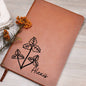 Personalized Birth Month Dec, Holly Wildflower Leather Journal,Custom Name Notebook, Engraved Journals,Travel Diary Gift for Her