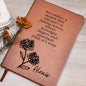 Personalized Birth Month Nov, Crysan Wildflower Poem Leather Journal,Custom Name Notebook, Engraved Journals,Travel Diary Gift for Her