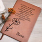 Personalized Birth Month Oct,Cosmos Wildflower Poem Leather Journal,Custom Name Notebook, Engraved Journals,Travel Diary Gift for Her