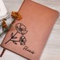 Personalized August Poppy Birth Month Flower | Leather Journal
