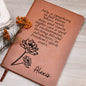 Personalized Birth Month July, Water Lily Wildflower Leather Journal,Custom Name Notebook, Engraved Journals,Travel Diary Gift for Her