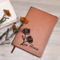 Personalized Birth Month Nov, Crysan Wildflower Leather Journal,Custom Name Notebook, Engraved Journals,Travel Diary Gift for Her