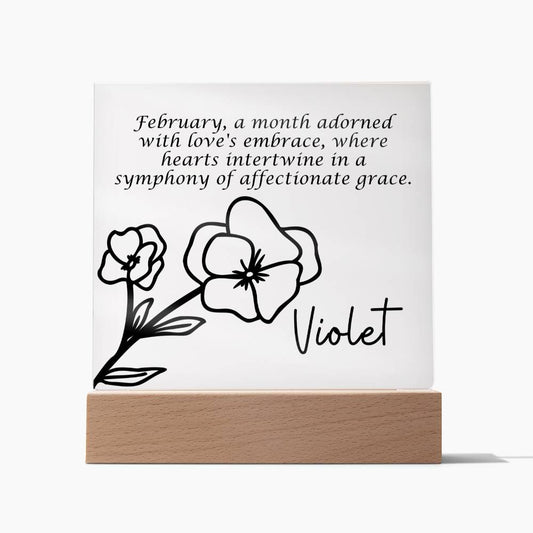 Personalized Feb Birth Month Flower Acrylic Sign, Custom LED Sign Birth Month WildFlowers,Custom made Signs,Personalized name decor