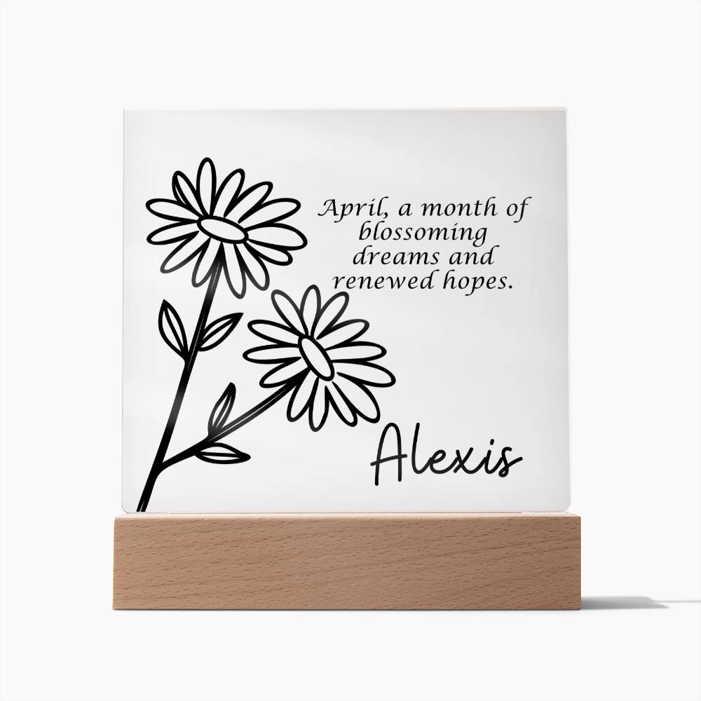 Personalized April Birth Month Flower | Acrylic Sign