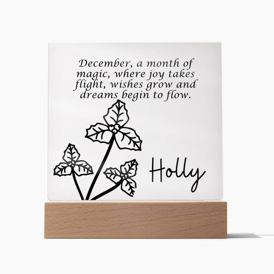 Personalized Dec Birth Month Flower Acrylic Sign, Custom LED Sign Birth Month WildFlowers,Custom made Signs,Personalized name plaque decor