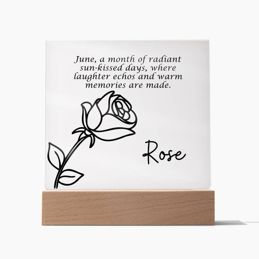Personalized June Birth Month Flower Acrylic Sign, Custom LED Sign Birth Month WildFlowers,Custom made Signs,Personalized name plaque decor