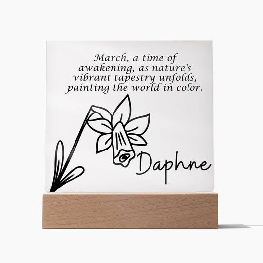 Personalized March Birth Month Flower Acrylic Sign, Custom LED Sign Birth Month WildFlowers,Custom made Signs,Personalized name plaque decor